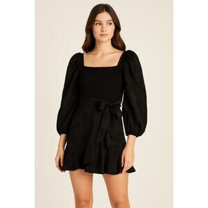 Altar’d‎ State Dress Puff Sleeve Ruffle Hem Black Size XS Coquette Soft Grunge